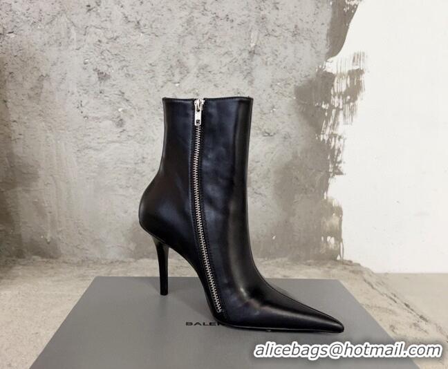 Charming Balenciaga Knife Calfskin Ankle Boots 10cm Black BE0814 814081