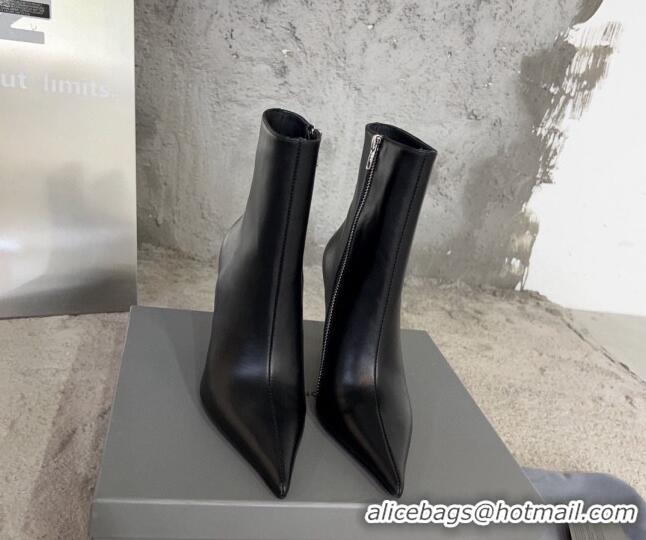 Charming Balenciaga Knife Calfskin Ankle Boots 10cm Black BE0814 814081