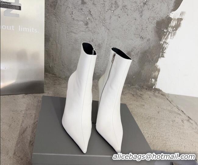 Best Price Balenciaga Knife Calfskin Ankle Boots 10cm White BE0814 814082