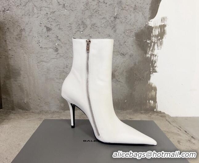 Best Price Balenciaga Knife Calfskin Ankle Boots 10cm White BE0814 814082