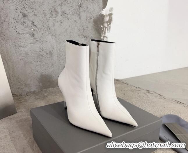 Best Price Balenciaga Knife Calfskin Ankle Boots 10cm White BE0814 814082