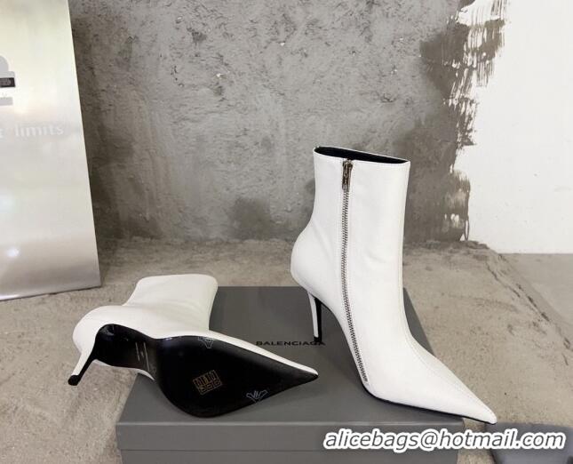 Best Price Balenciaga Knife Calfskin Ankle Boots 10cm White BE0814 814082