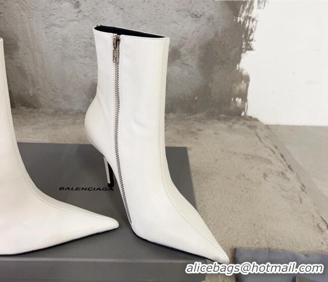 Best Price Balenciaga Knife Calfskin Ankle Boots 10cm White BE0814 814082