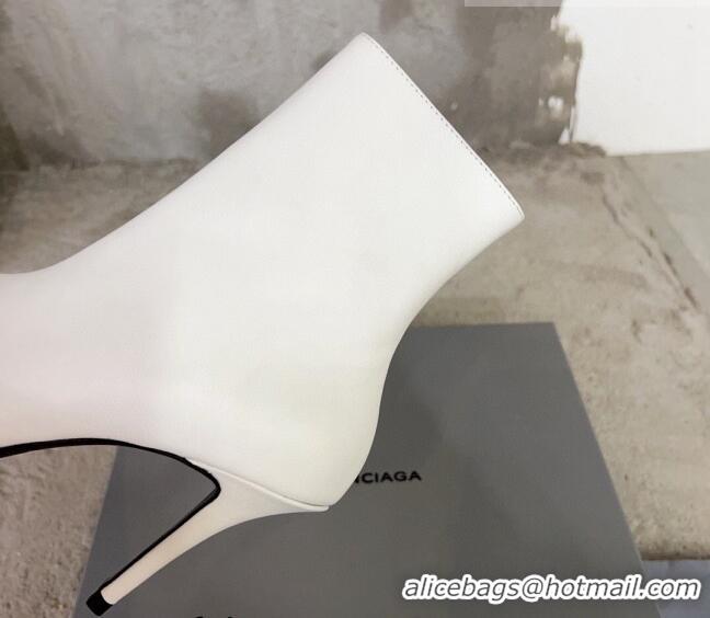 Best Price Balenciaga Knife Calfskin Ankle Boots 10cm White BE0814 814082