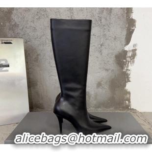 Good Taste Balenciaga Knife Calfskin High Boots 10cm Black BE0814 814083