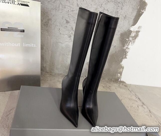 Good Taste Balenciaga Knife Calfskin High Boots 10cm Black BE0814 814083