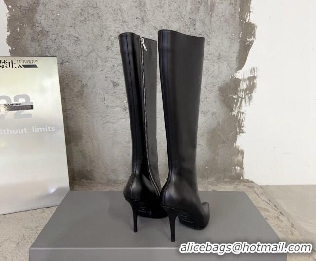 Good Taste Balenciaga Knife Calfskin High Boots 10cm Black BE0814 814083