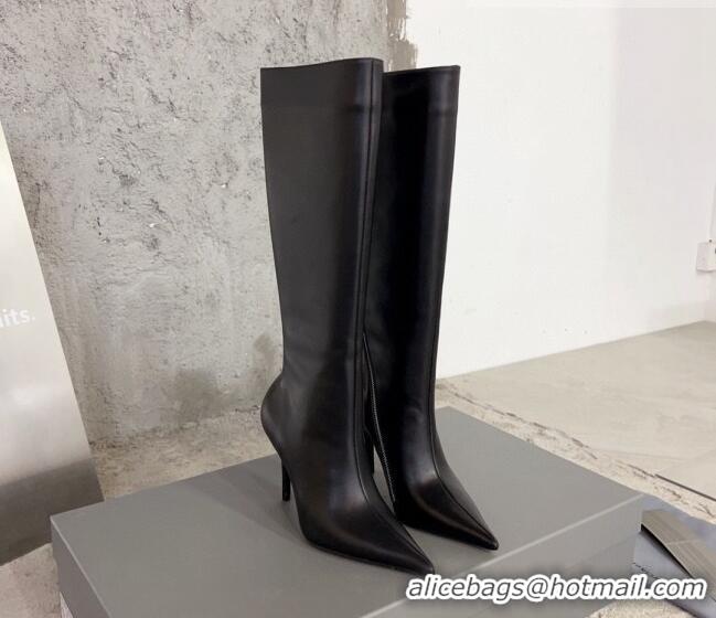 Good Taste Balenciaga Knife Calfskin High Boots 10cm Black BE0814 814083