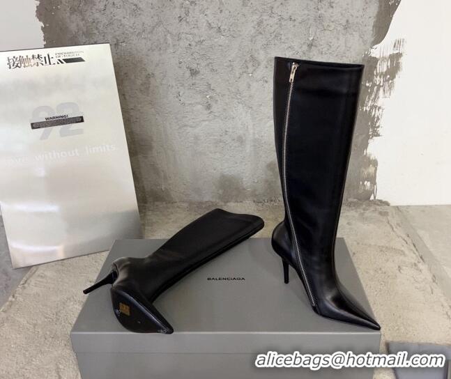 Good Taste Balenciaga Knife Calfskin High Boots 10cm Black BE0814 814083