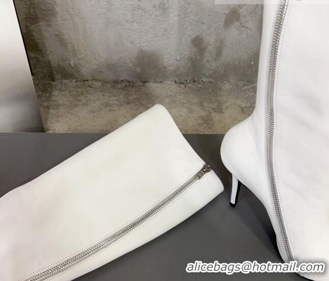 Super Quality Balenciaga Knife Calfskin High Boots 10cm White BE0814 814084