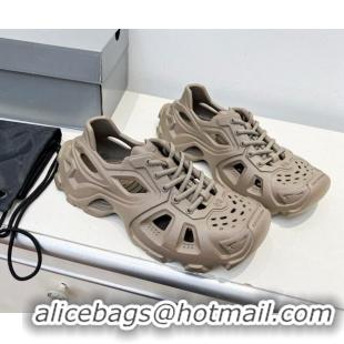 Best Luxury Balenciaga HD Lace-Up Trainers Sneakers in Rubber BL08211 Khaki