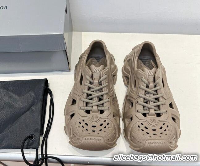 Best Luxury Balenciaga HD Lace-Up Trainers Sneakers in Rubber BL08211 Khaki