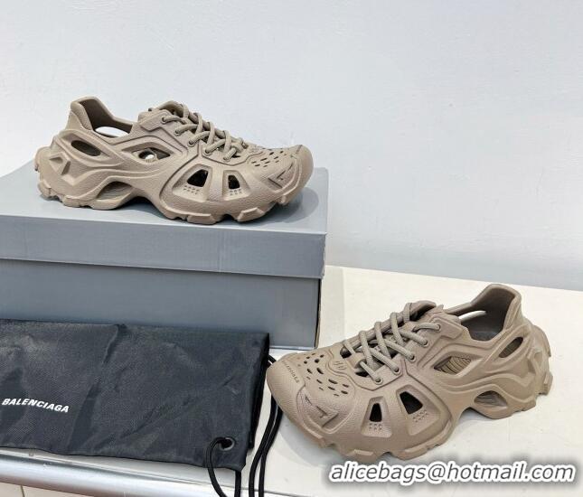 Best Luxury Balenciaga HD Lace-Up Trainers Sneakers in Rubber BL08211 Khaki