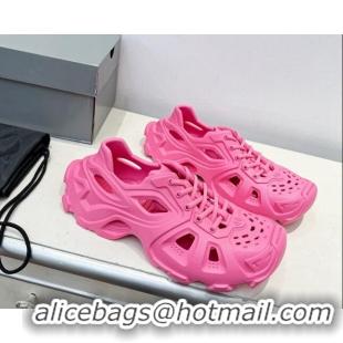 Discount Balenciaga HD Lace-Up Trainers Sneakers in Rubber BL08211 Pink