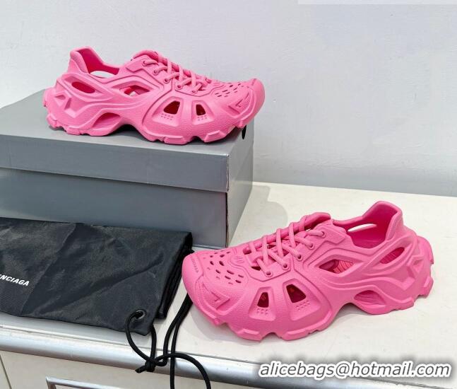 Discount Balenciaga HD Lace-Up Trainers Sneakers in Rubber BL08211 Pink