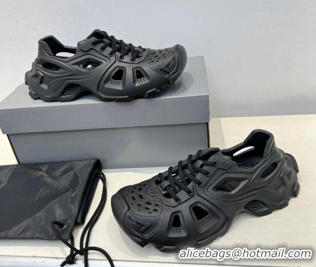 Best Quality Balenciaga HD Lace-Up Trainers Sneakers in Rubber BL08211 Black