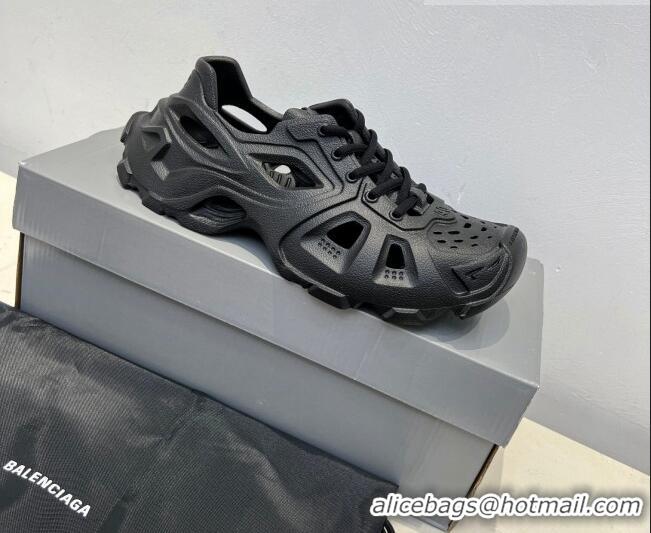 Best Quality Balenciaga HD Lace-Up Trainers Sneakers in Rubber BL08211 Black