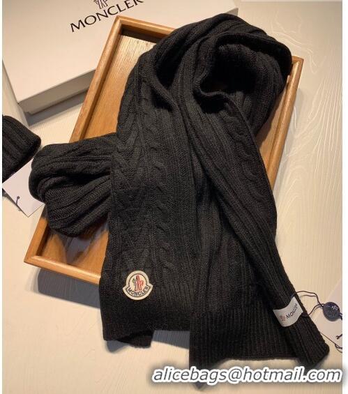 Low Cost Moncler Knit Hat and Scarf Set M0923 Black 2022