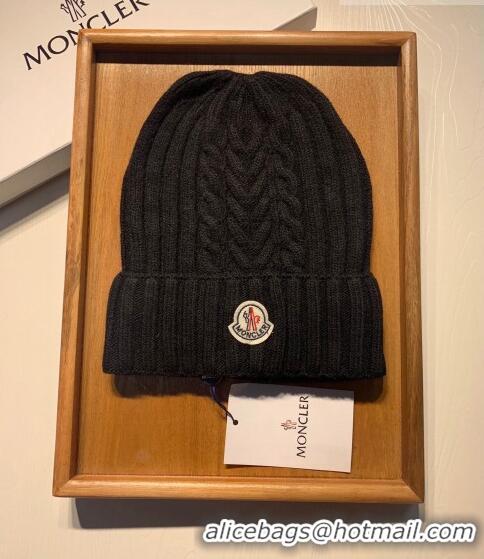 Low Cost Moncler Knit Hat and Scarf Set M0923 Black 2022