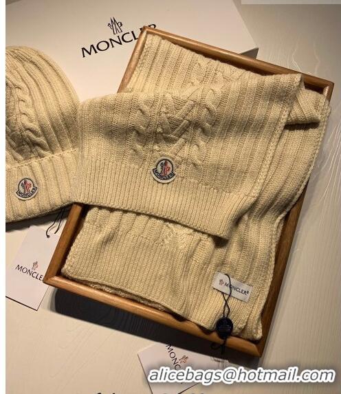 Inexpensive Moncler Knit Hat and Scarf Set M0923 Beige 2022