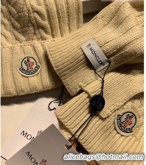 Inexpensive Moncler Knit Hat and Scarf Set M0923 Beige 2022