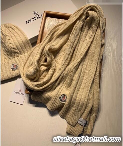 Inexpensive Moncler Knit Hat and Scarf Set M0923 Beige 2022