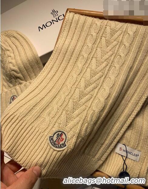 Inexpensive Moncler Knit Hat and Scarf Set M0923 Beige 2022