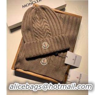 Best Price Moncler Knit Hat and Scarf Set M0923 Khaki 2022