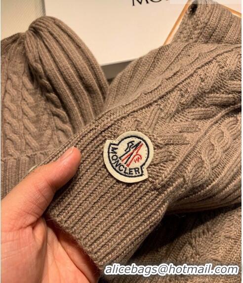 Best Price Moncler Knit Hat and Scarf Set M0923 Khaki 2022