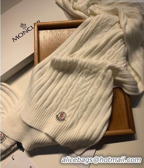 Top Quality Moncler Knit Hat and Scarf Set M0923 White 2022