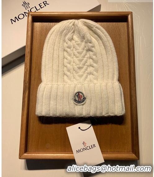 Top Quality Moncler Knit Hat and Scarf Set M0923 White 2022