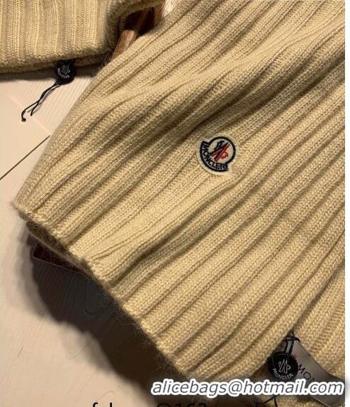 Promotional Moncler Wool Knit Hat and Scarf Set M092379 Beige 2022