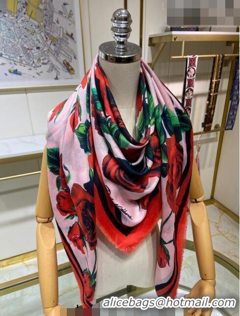 Top Quality Dolce & Gabbana Cashmere Shawl Scarf 140cm DG08231 Pink 2023