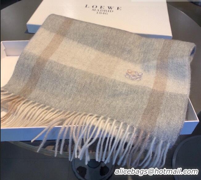 Low Cost Loewe Check Cashmere Long Scarf 30x180cm 091616 Grey 2022