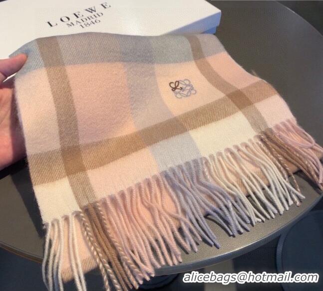 Top Design Loewe Check Cashmere Long Scarf 30x180cm 091616 Pink 2022