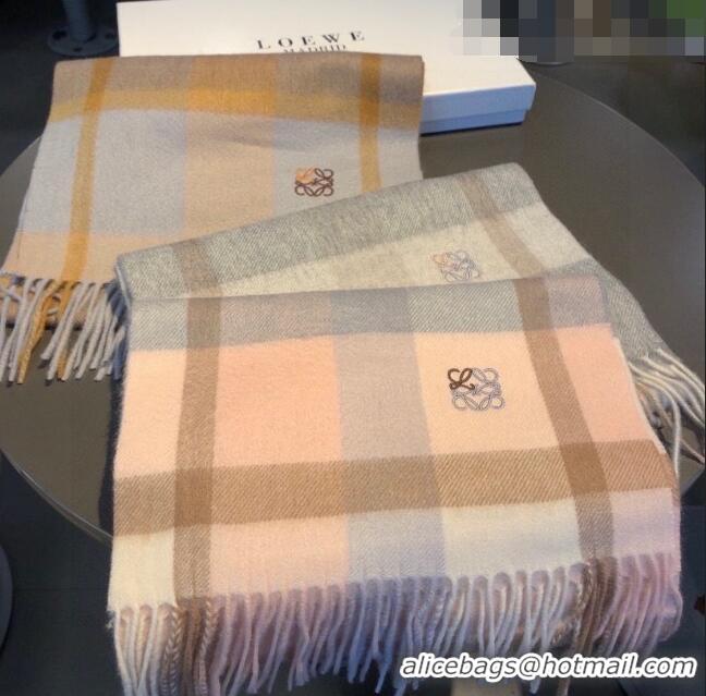 Top Design Loewe Check Cashmere Long Scarf 30x180cm 091616 Pink 2022