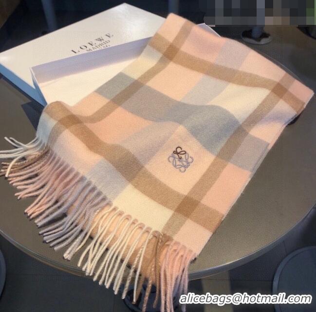 Top Design Loewe Check Cashmere Long Scarf 30x180cm 091616 Pink 2022