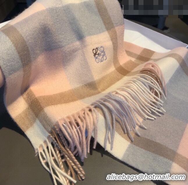 Top Design Loewe Check Cashmere Long Scarf 30x180cm 091616 Pink 2022