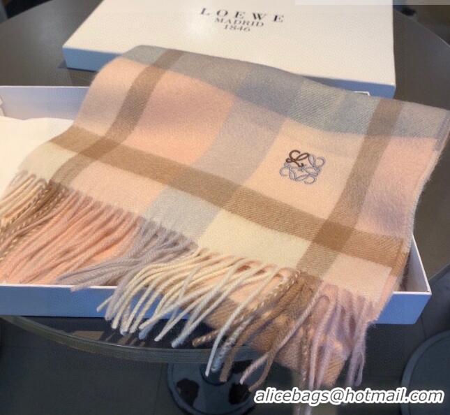 Top Design Loewe Check Cashmere Long Scarf 30x180cm 091616 Pink 2022