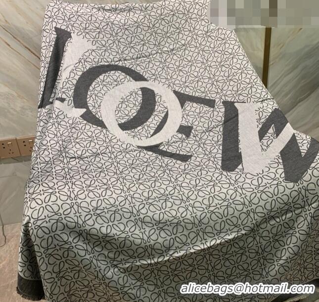 Well Crafted Loewe Anagram Wool Square Shawl Scarf 140cm 2212 Grey 2022