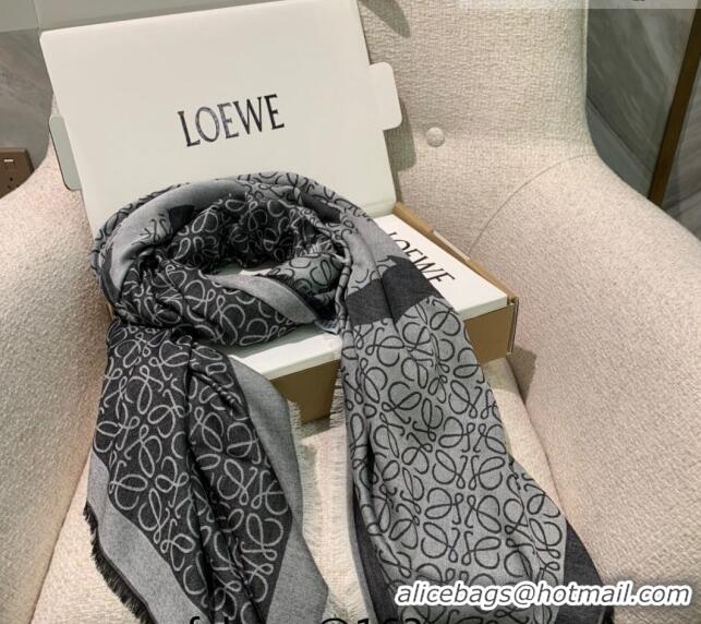 Well Crafted Loewe Anagram Wool Square Shawl Scarf 140cm 2212 Grey 2022