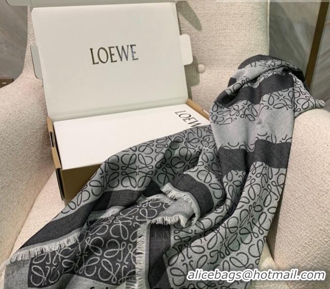 Well Crafted Loewe Anagram Wool Square Shawl Scarf 140cm 2212 Grey 2022