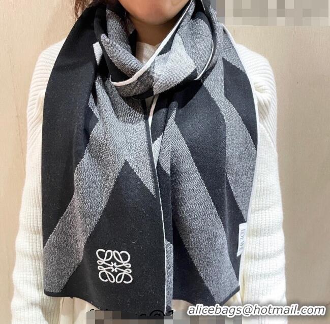 Super Quality Loewe Cashmere Knit Scarf 32x180cm 0104 Black 2022