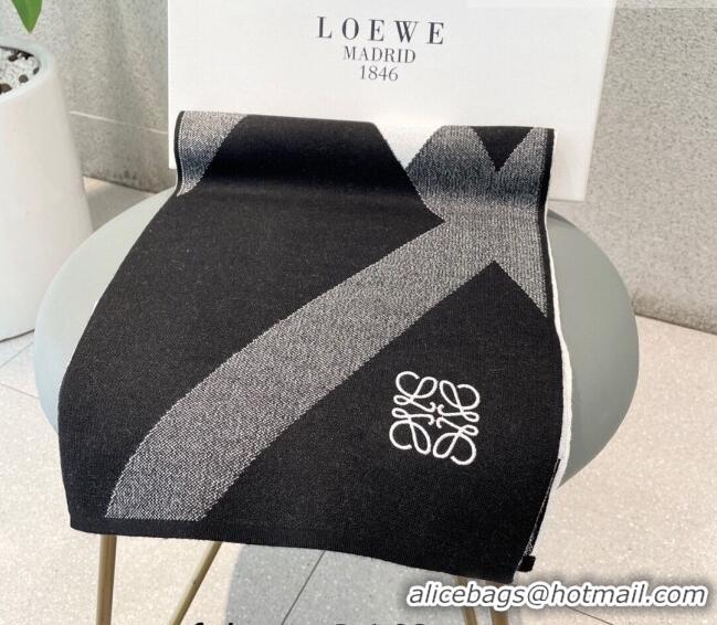 Super Quality Loewe Cashmere Knit Scarf 32x180cm 0104 Black 2022