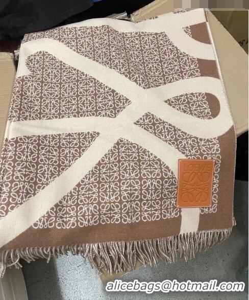 Affordable Price Loewe Anagram Wool Scarf 130x140cm 0815 Beige 2023