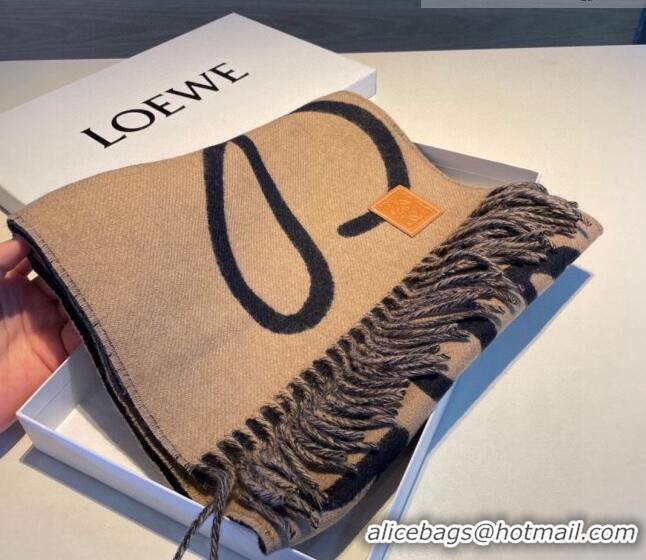 Popular Style Loewe Wool Cashmere Scarf 30x180cm Camel L5061 Brown/Black 2023