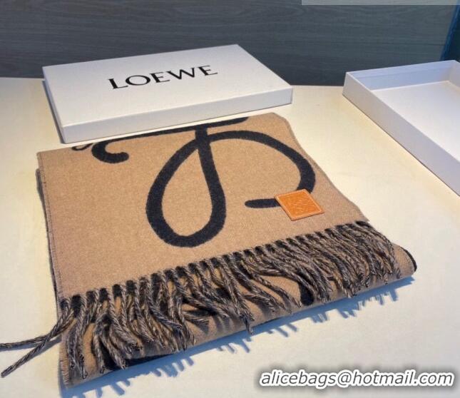 Popular Style Loewe Wool Cashmere Scarf 30x180cm Camel L5061 Brown/Black 2023