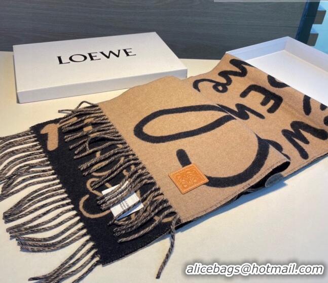 Popular Style Loewe Wool Cashmere Scarf 30x180cm Camel L5061 Brown/Black 2023