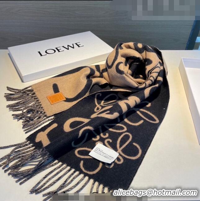 Popular Style Loewe Wool Cashmere Scarf 30x180cm Camel L5061 Brown/Black 2023