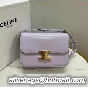 Buy Discount Celine TEEN TRIOMPHE BAG IN SHINY Original CALFSKIN MINERAL 188423 Light Purple